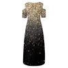 Plus Size Women's Short-sleeved Fashion Print -neck Off-shoulder Irregular Hem Dress