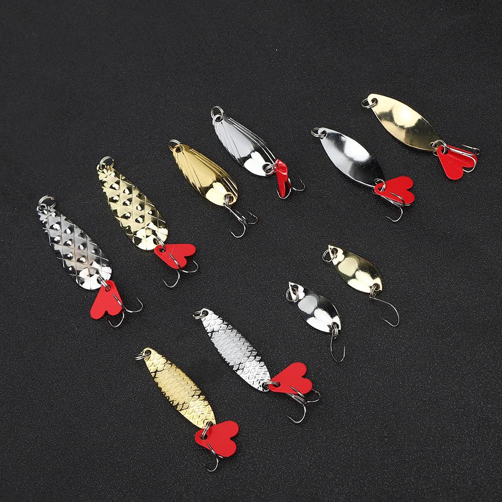 10pcs Sequins Fishing Lure Kit Hard Artificial Bait with Hook Fishing AccessoryXLT-1