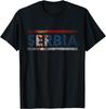 Serbia Retro Flag Serbian Distressed Graphic TShirt Short Sleeve Casual 100 Cotton Shirt