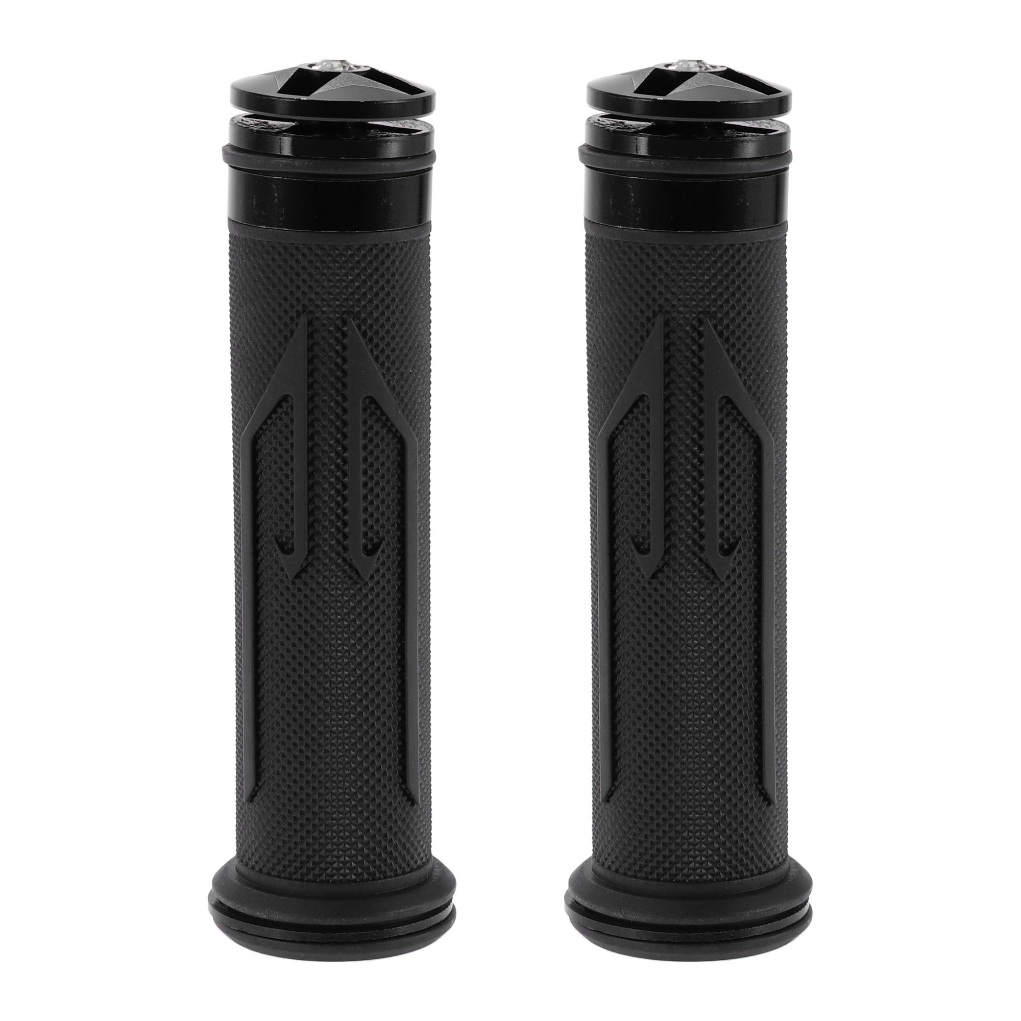 Motoforti Motorcycle Hand Grip Cover Rubber Aluminum Alloy Handlebar Grips for Motorcycle Scooter Bicycle ATV Black Universal
