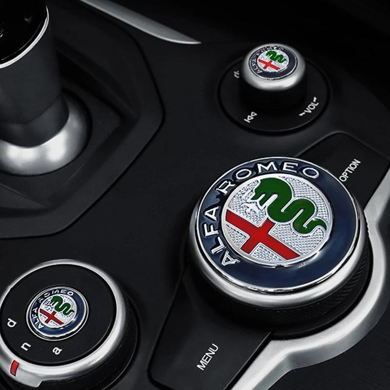 3pcs Alloy Car Styling Center Console Knob Patch Gear Panel Stickers for Alfa Romeo Giulia 159 147 156 Stelvio Giulietta Mito