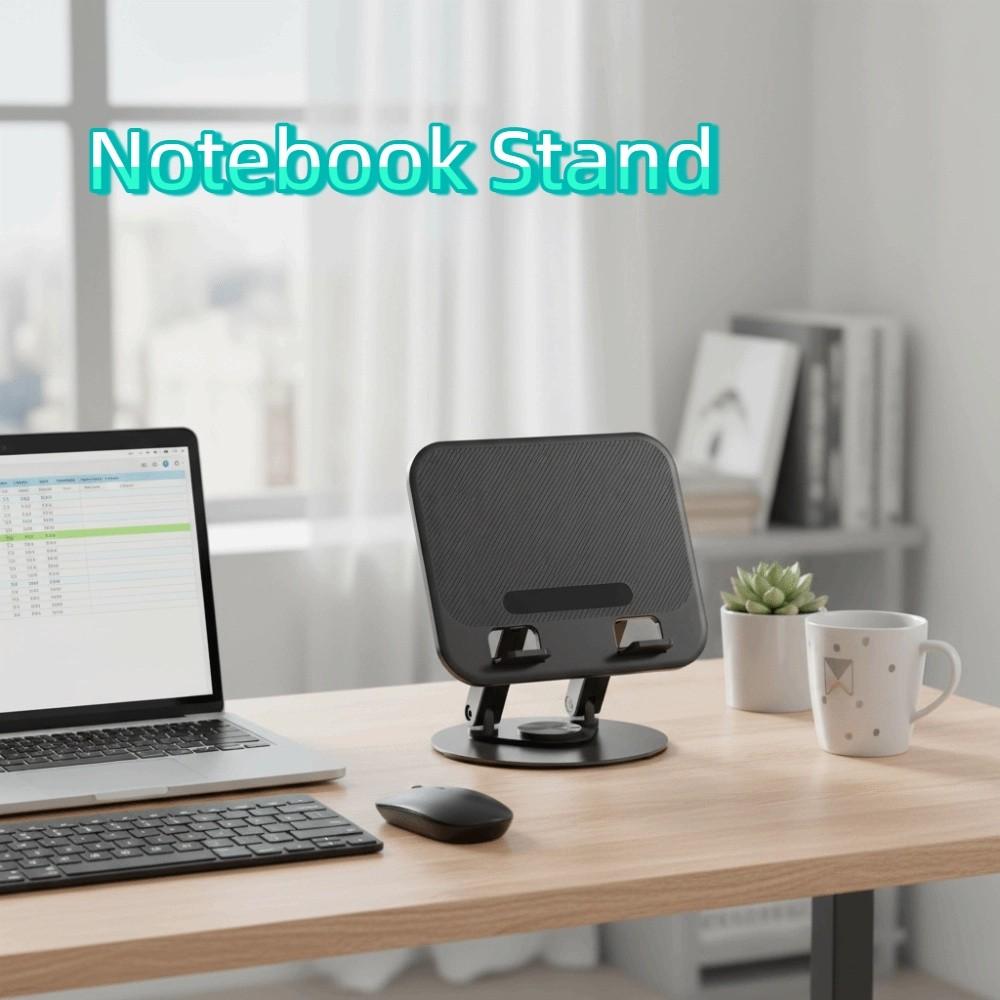 Height Adjustable 360° Rotation Notebook Stand Carbon Steel Foldable Storage Tablet Stand Non-slip Base Space-saving