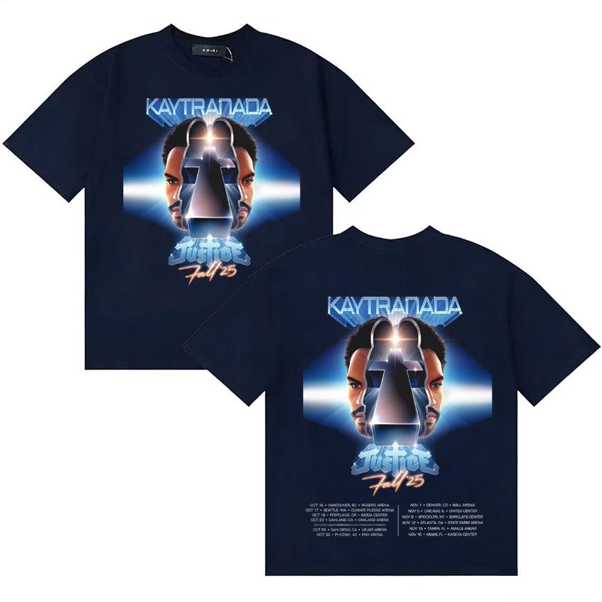 Summer New Album T Shirt Kaytranada Justice Tour 2025 Unisexs Women Y2K Short Sleeve Tshirt High Quality Cotton Clothing Teenagers