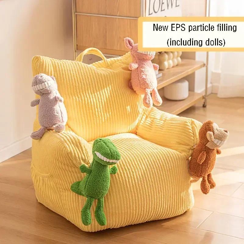Corduroy Lazy Chair Fabric Balcony Tatami EPS Padded Small with Footrest Cushion Sofa Modern Simple Beanbag Sofa