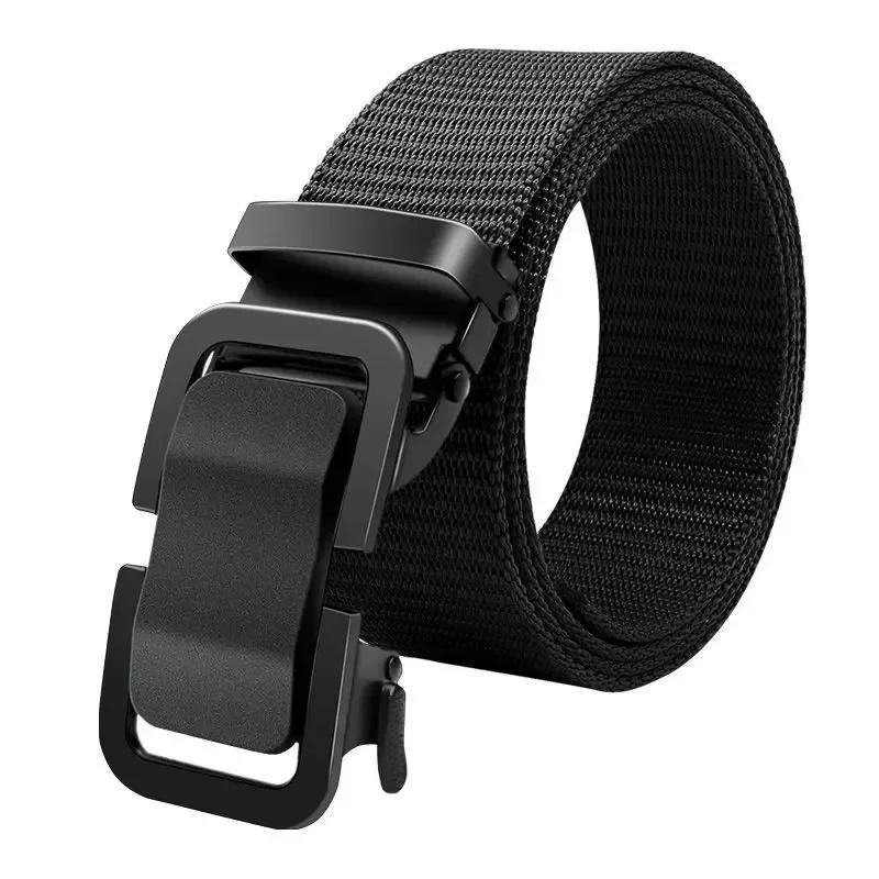 Men's Belt Automatic Metal Buckle Nylon Canvas Webbing Belt Outdoor Work Belt, Nylon Belt With Click Buckle YD614