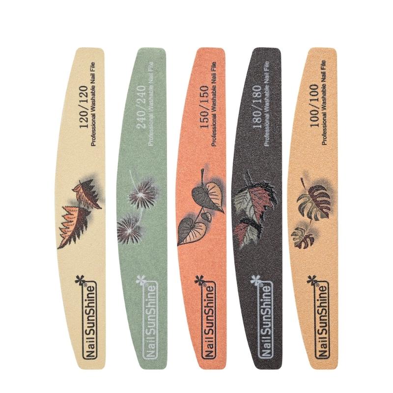 Double Sided Nail Files for Manicure and Nail Art with Half Moon Shape Emery Boards for Smooth Filing Polishing