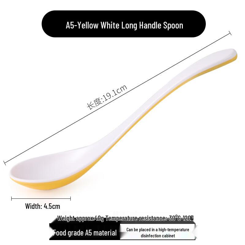 Dual-Color Melamine Long-Handled Soup Spoons