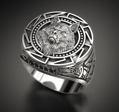He Cheng Vintage Vikingakrigare Varg Huvud Herr Silverring