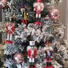 Handmade Solid Wood Soldiers 5Pcs Christmas Wooden Nutcracker Ornaments, Soldier Figurines with Hanging Rope, Collectible Nutcrackers Classic Pendants