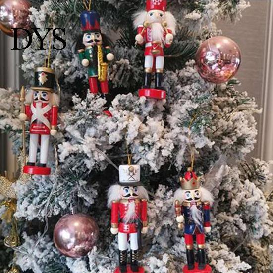 Handmade Solid Wood Soldiers 5Pcs Christmas Wooden Nutcracker Ornaments, Soldier Figurines with Hanging Rope, Collectible Nutcrackers Classic Pendants