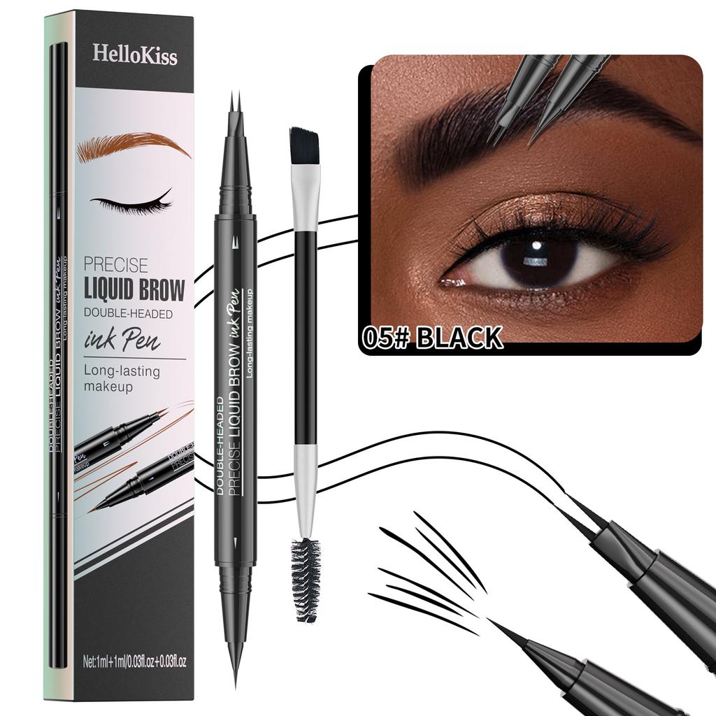 Natural and Smooth Wild Eyebrow Two-headed Eyebrow Pencil, Waterproof, Sweat-proof and Non-smudging Double-headed Eyebrow Pencil