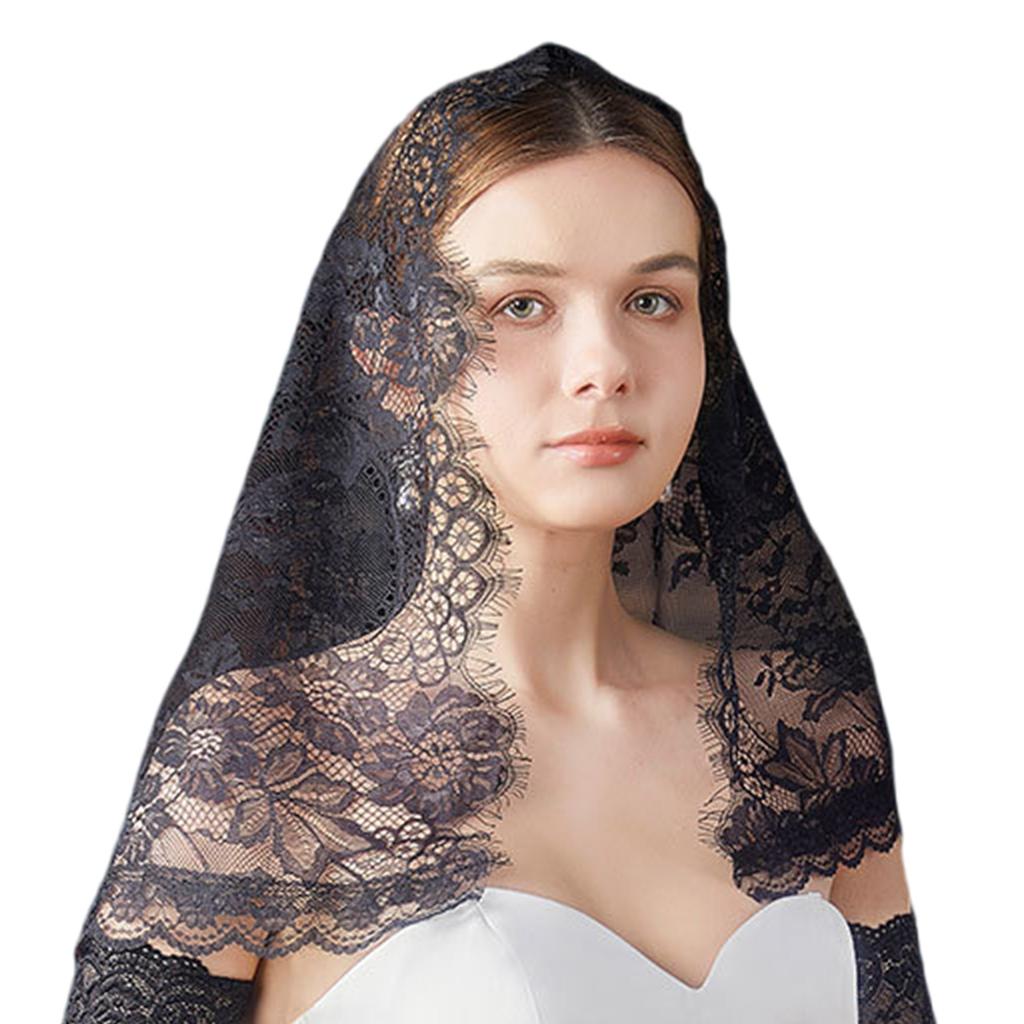 Lace Church Head Veil Latin Mass Head Scarf Head Covering Bridal Shower Headwrap for Religious Event and Party Gathering