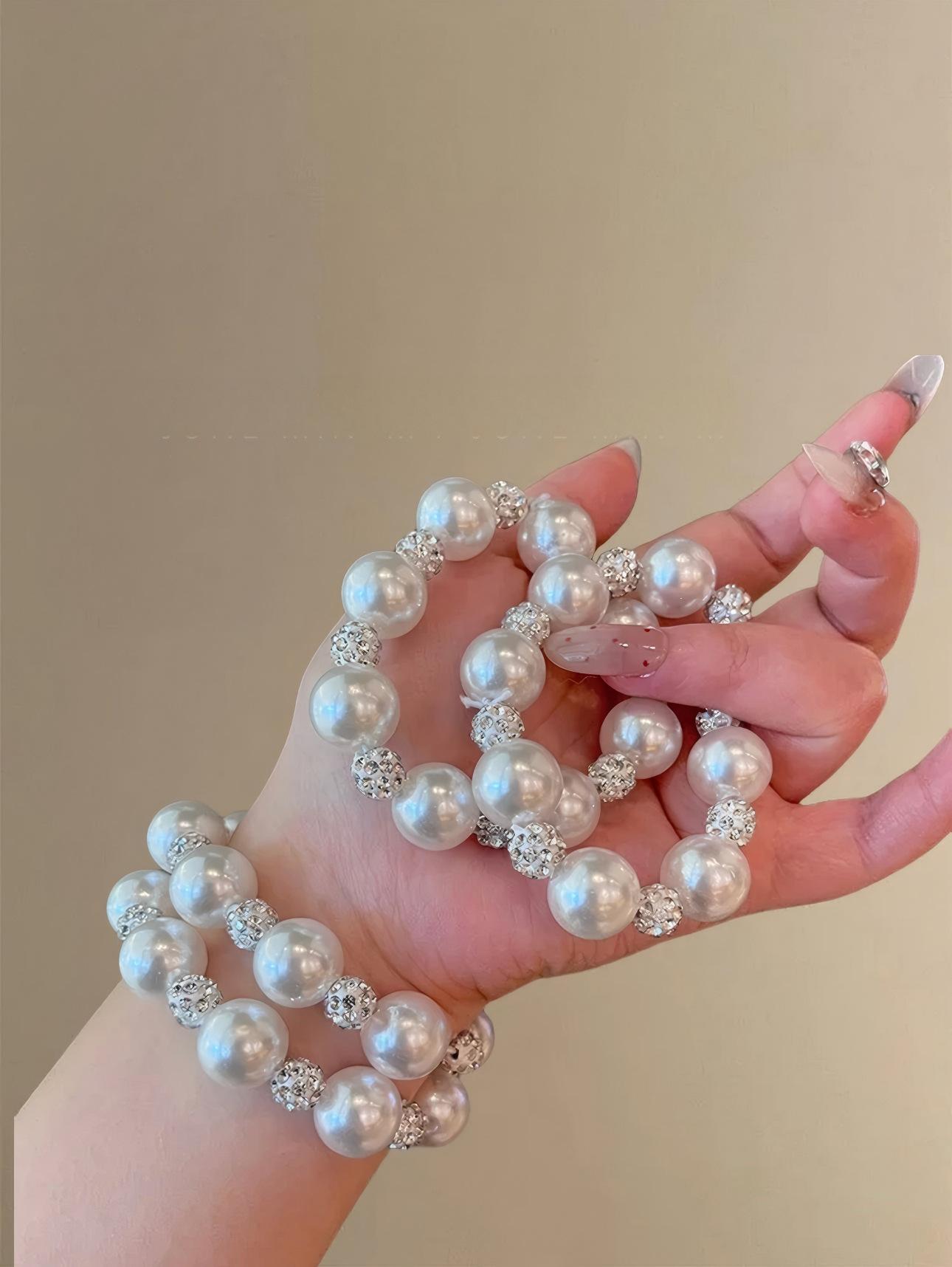 

Celebrity Style Expensive Beads Flash Diamond Hair Band High-End Light Luxury Bracelet Hair Rope Dual-Purpose