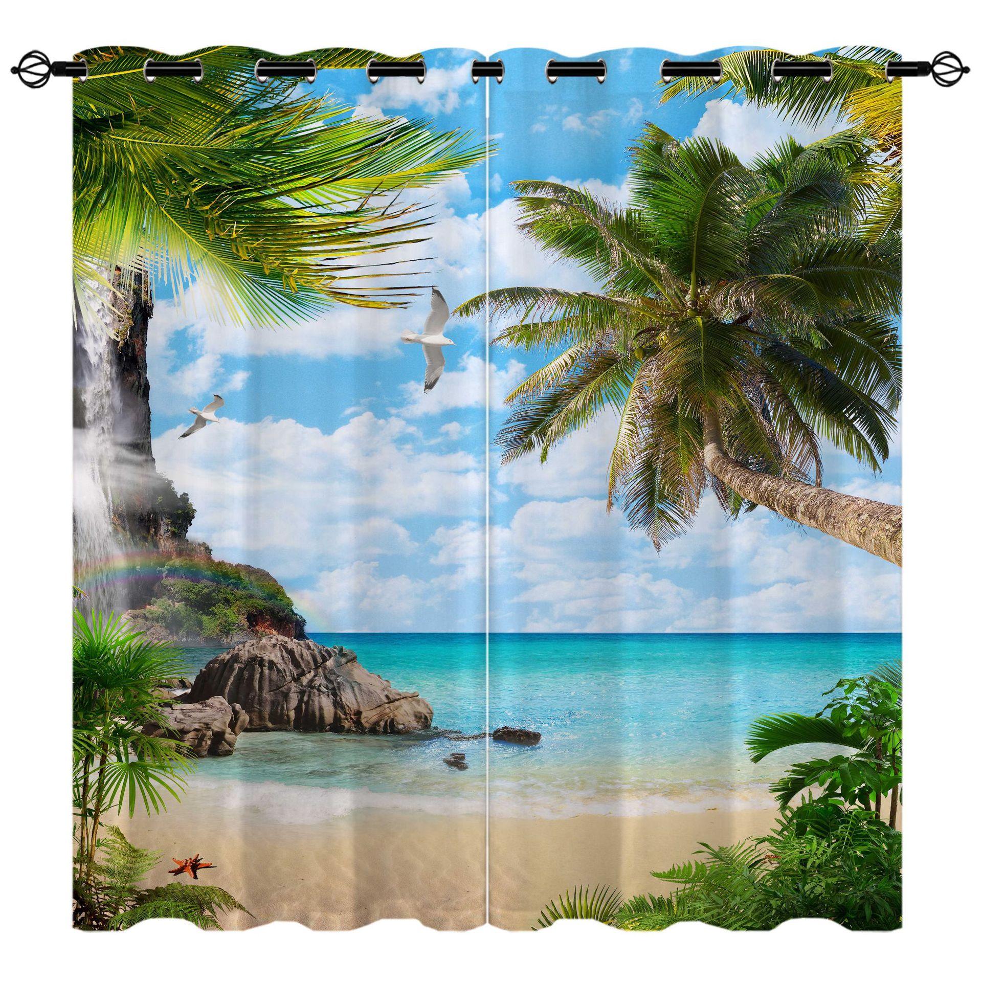 

Curtains, Beach Curtains, Sea View Series, Digital Printing, High-Density Shading Can Be Determined 140*100