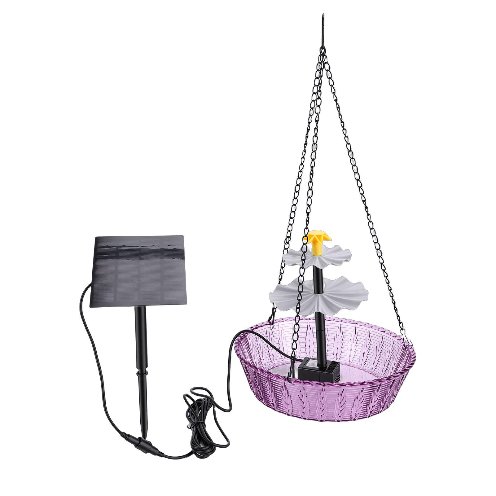 

Solar Bird Bath with Fountain Plastic Hanging Bird Bath Bubbler Bowl for Outdoor Garden Balcony