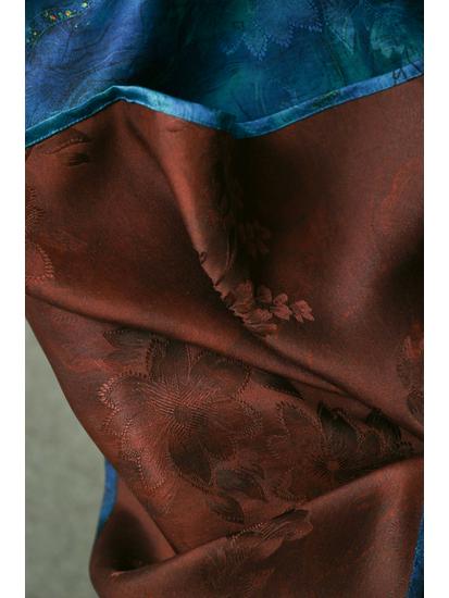 Women's Floral Silk Xiangyunsha Oblique Lapel Tie-Up Shirt - Man-made Silk, Loose Fit, National Style, for Spring/Summer