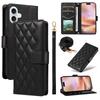 For iPhone 16 Plus Case Wallet Rhombus Leather Handbag Phone Cover with Shoulder Lanyard