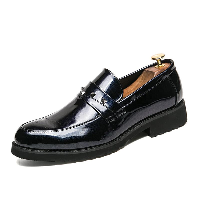 

wish2025 summer new men s leather shoes breathable comfortable deodorant light trend versatile fashion one 2025 43 темно-синий