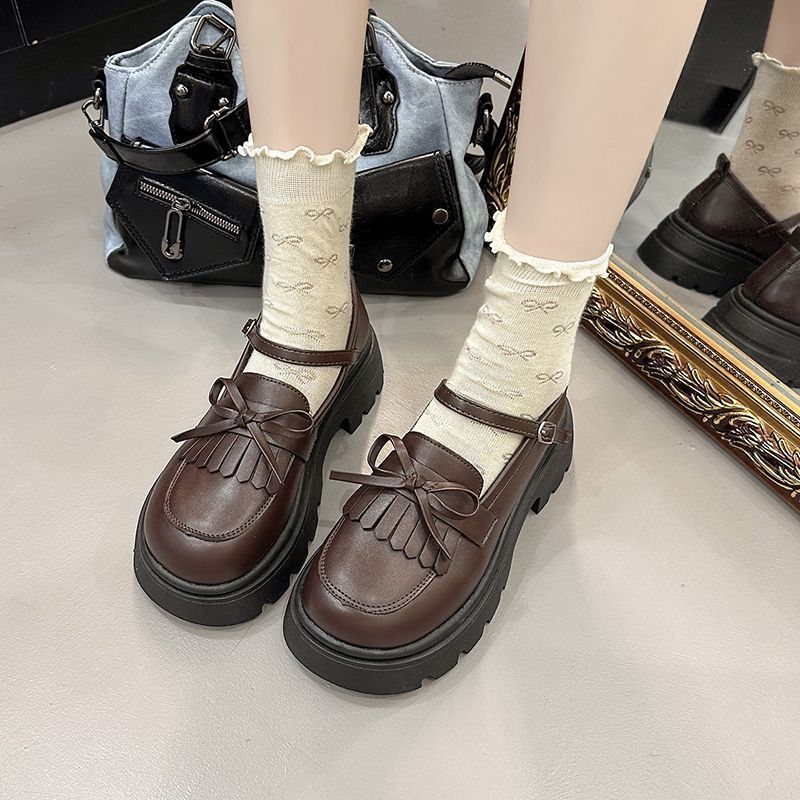 Retro British Style Comfortable Bow Single Shoes Women's Fashion Foreign Style with Skirt Small Leather Shoes Women's 2025 Spring and Summer New