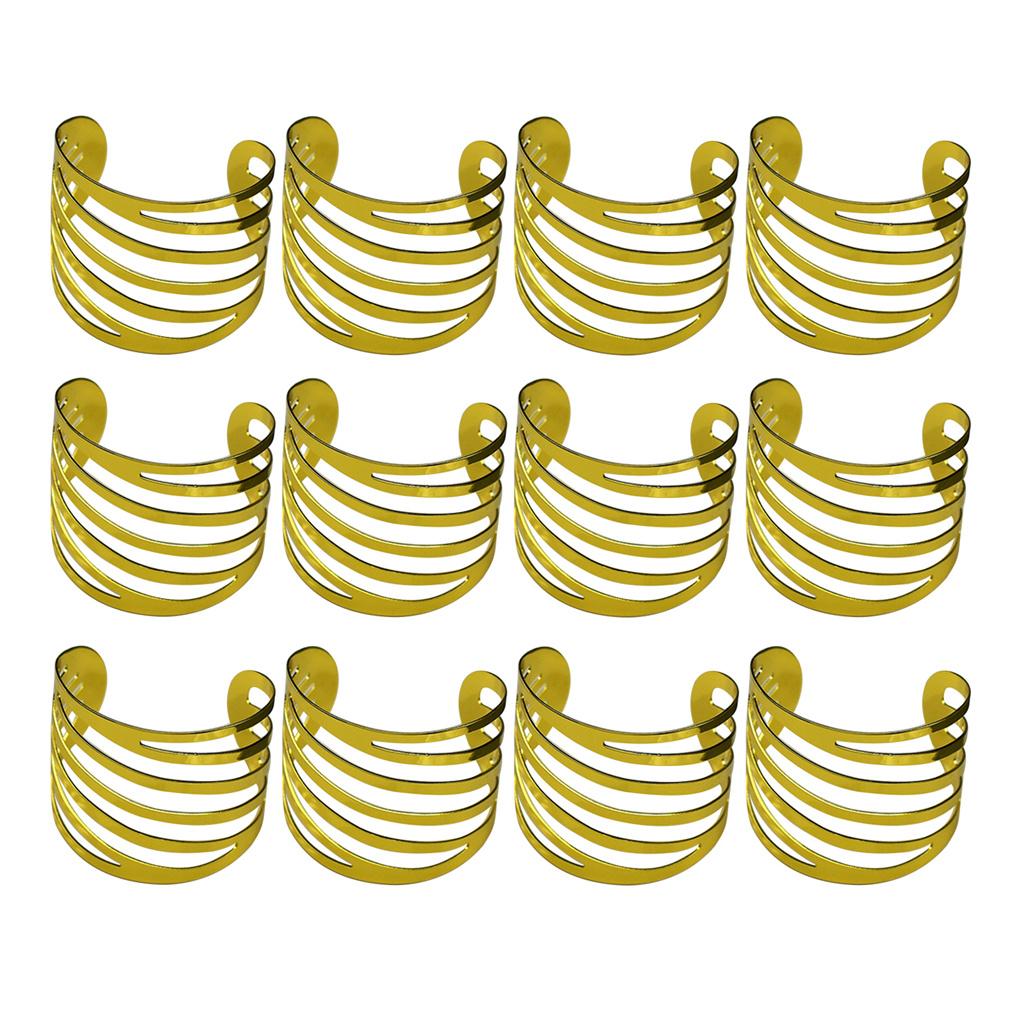 Pack of 12 Wedding Party Napkin Rings Ornament Hollow Out Buckle Crafts Holder for Restaurant Cafe Canteen Silver