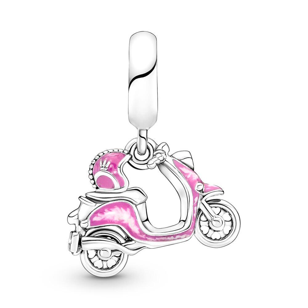 Rosa Scooter Sjarm Anheng S925 Sterling Sølv passer Original Armbånd Smykker DIY Smykker for Kvinner Bursdagsgaver