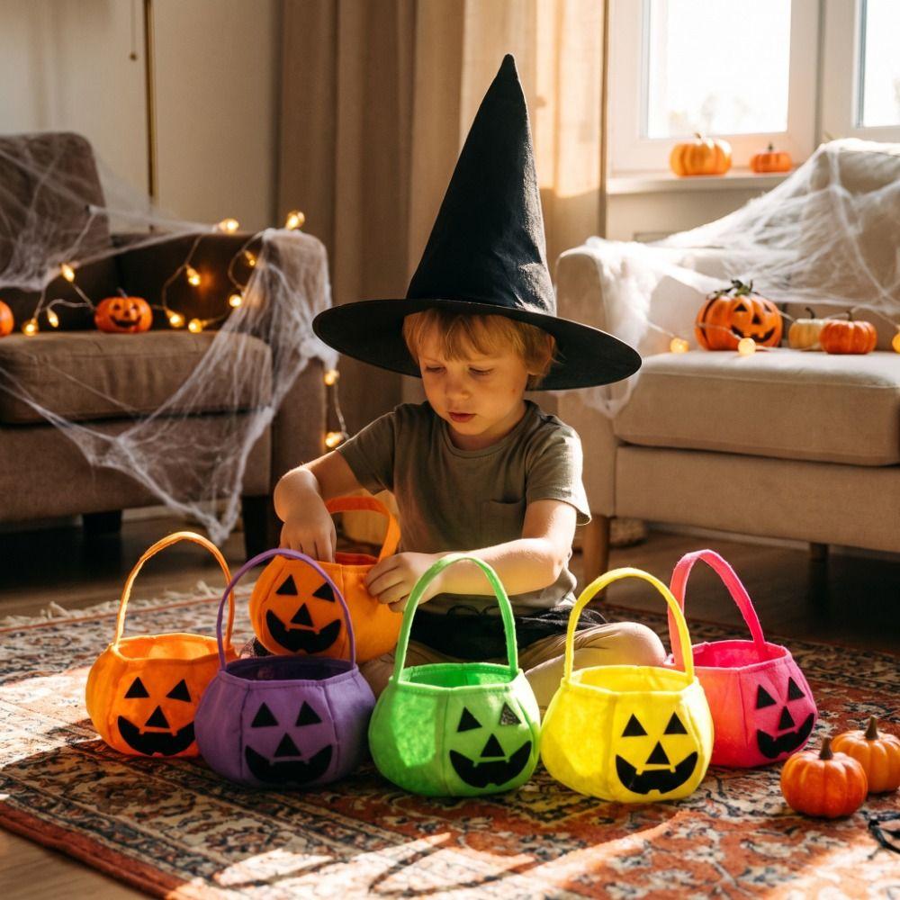 Trick or Treat Halloween Candy Bag Ghost Trick-Or-Treat Candy Basket Pumpkin Candy Bucket Gift