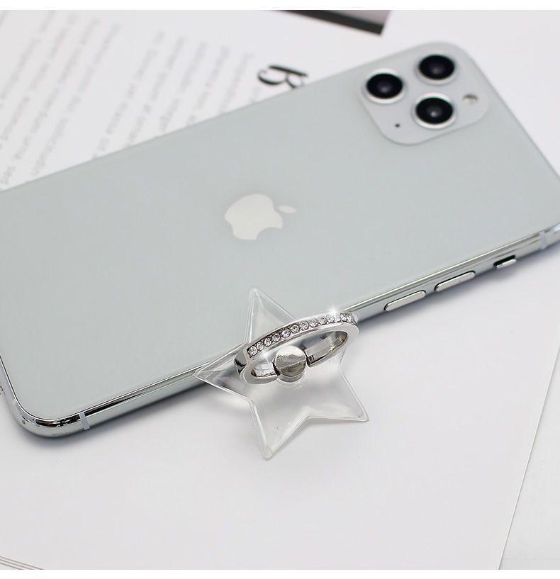 Diamond-Studded Transparent Phone Ring & Stand Holder