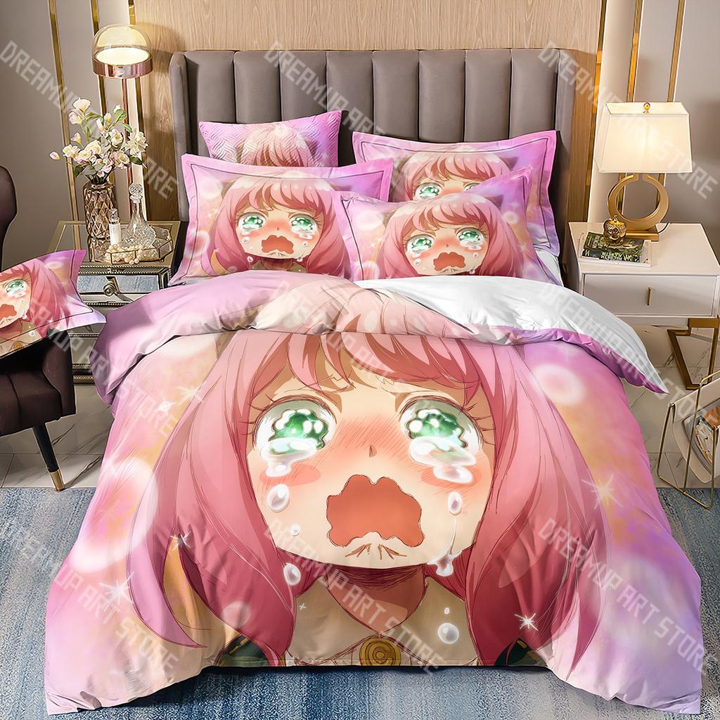 Fashion S-SPY Anya FAMILY Anime Bedding Set Single Twin Full Queen King Size Bed Set Kids Bedroom Duvetcover Sets Bed Sheet Set