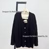 Dalang Women's Spring Cable Knit Hollow Cardigan - Patterned Design