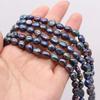 1String, Black Natural Freshwater Pearls, 7-8mm Straight-hole Nugget Pearl Beads for Jewelry Making DIY Crafts, Birthday Wedding Gifts, 36cm