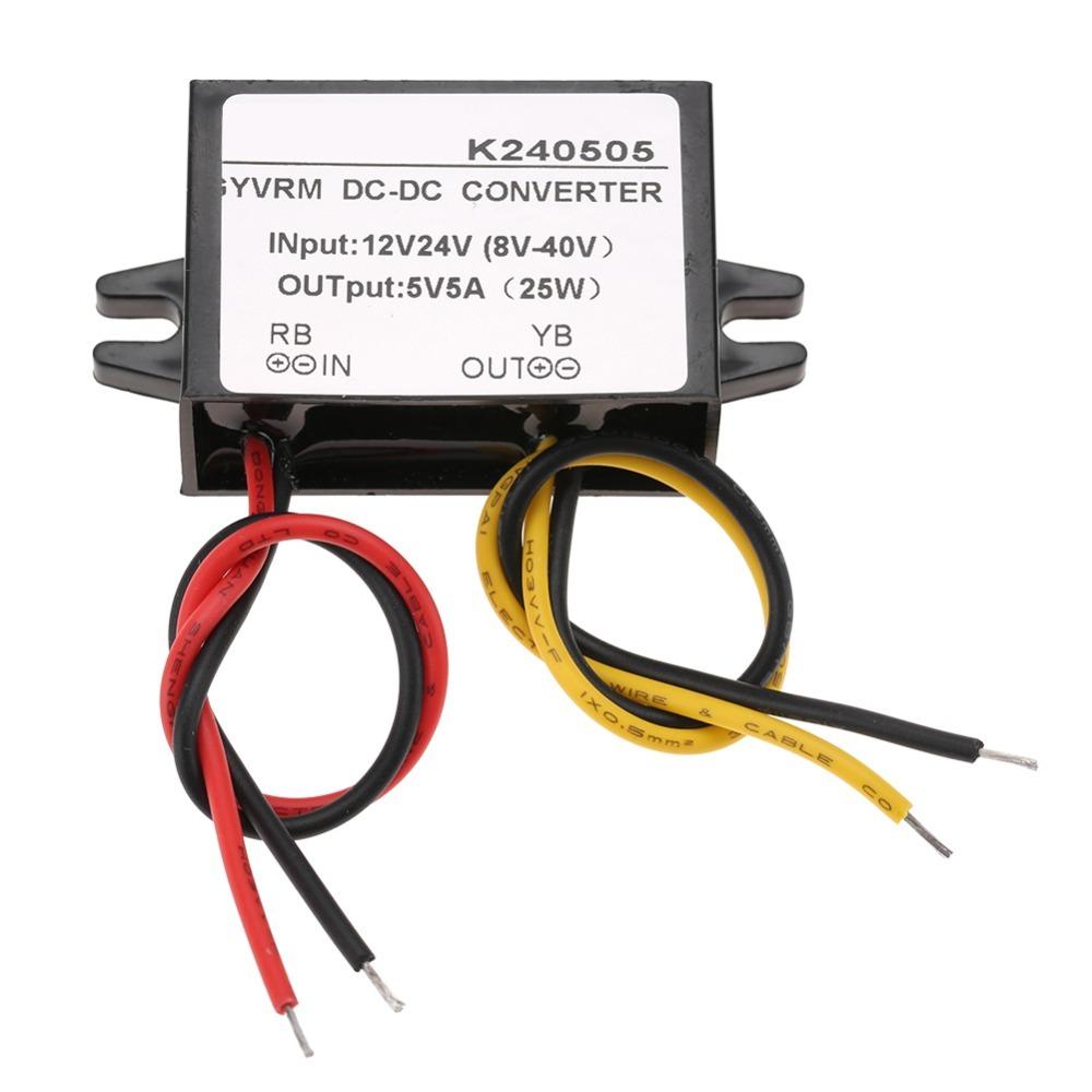

Stable Output 12V/24V to 5V DC Converter 5A 25W Step Down Converter Power Supply Module Camera Power