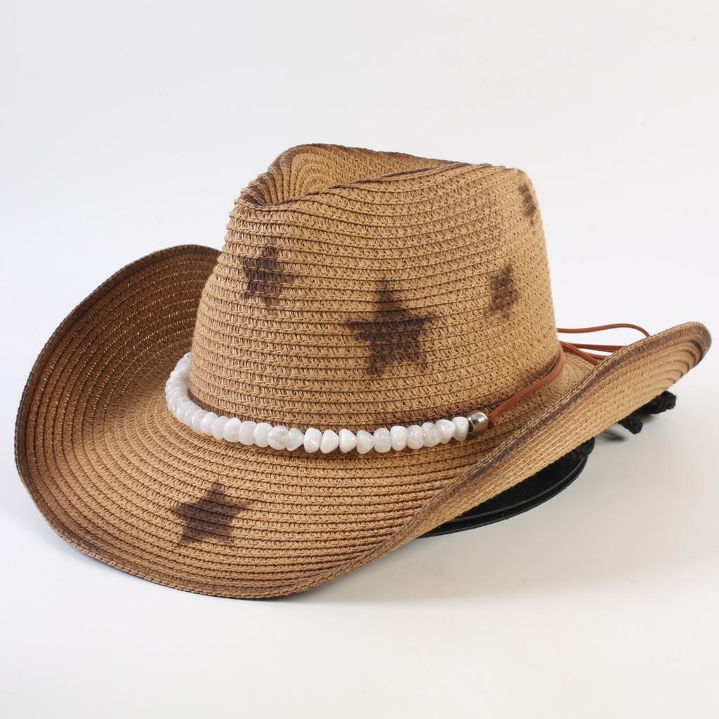 Popular Western Cowboy Straw Hat Men's and Women's Fashion Shade Straw Hat Classic Outdoor Western Cowboy Hat