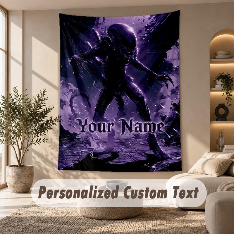 Tapestry Custom Name Text, Wall Hanging Tapestry Home Room DecorAlien Xenomorph