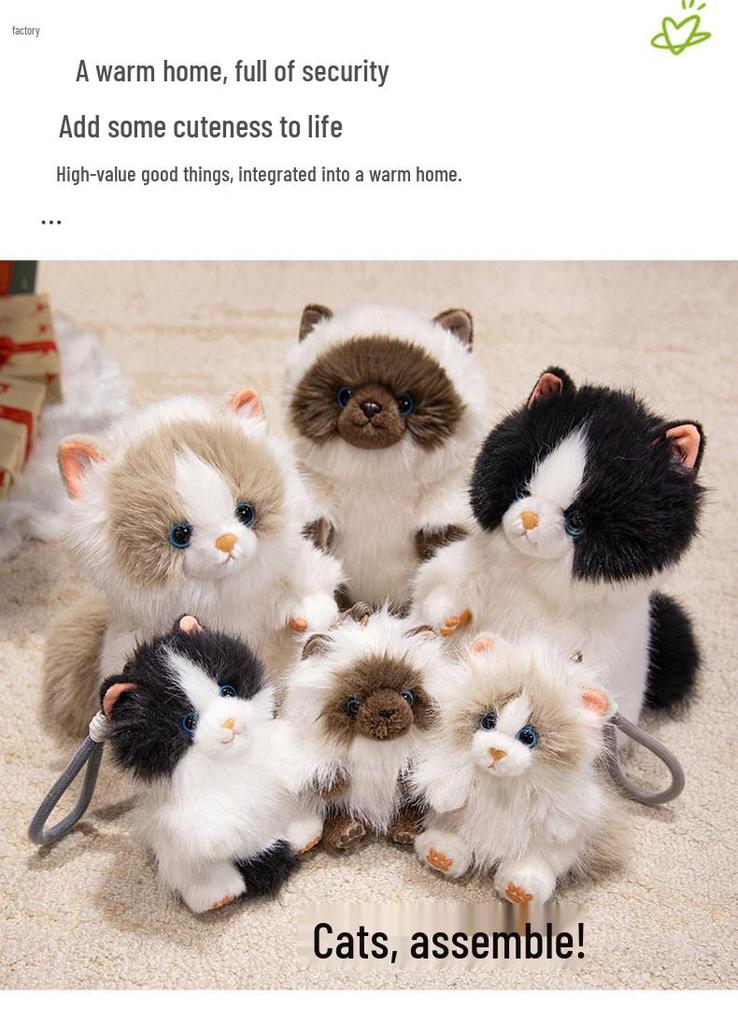 Luxury Scented Siamese Cat Pendant Plush Toy - Realistic Figurine and Cute Gift for Kids