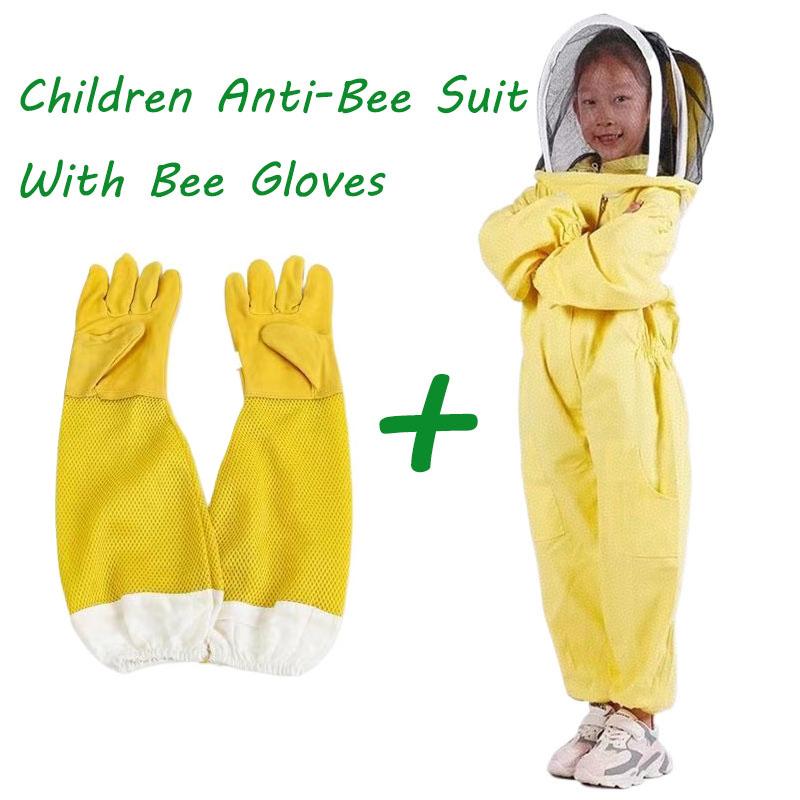 Children Anti-Bee Suit One-Piece Anti Bee Suit with Mesh Mask for Kids Beekeeping Practice Kid Clothing Apiculture Equipement
