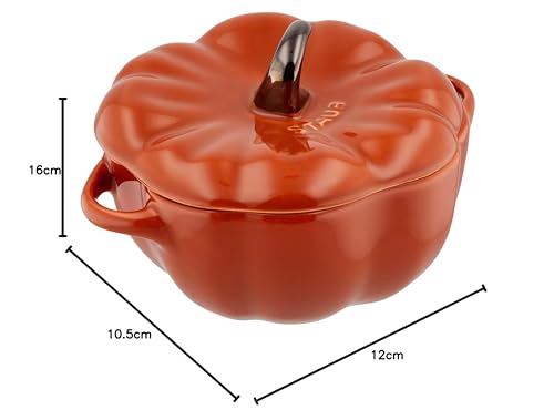 Staub "Pumpkin Cocotte 13cm" Ceramic Heat-Resistant Storage Container, Microwave-Safe [Official Japanese Product] La Cocotte Special Shape 40511-555