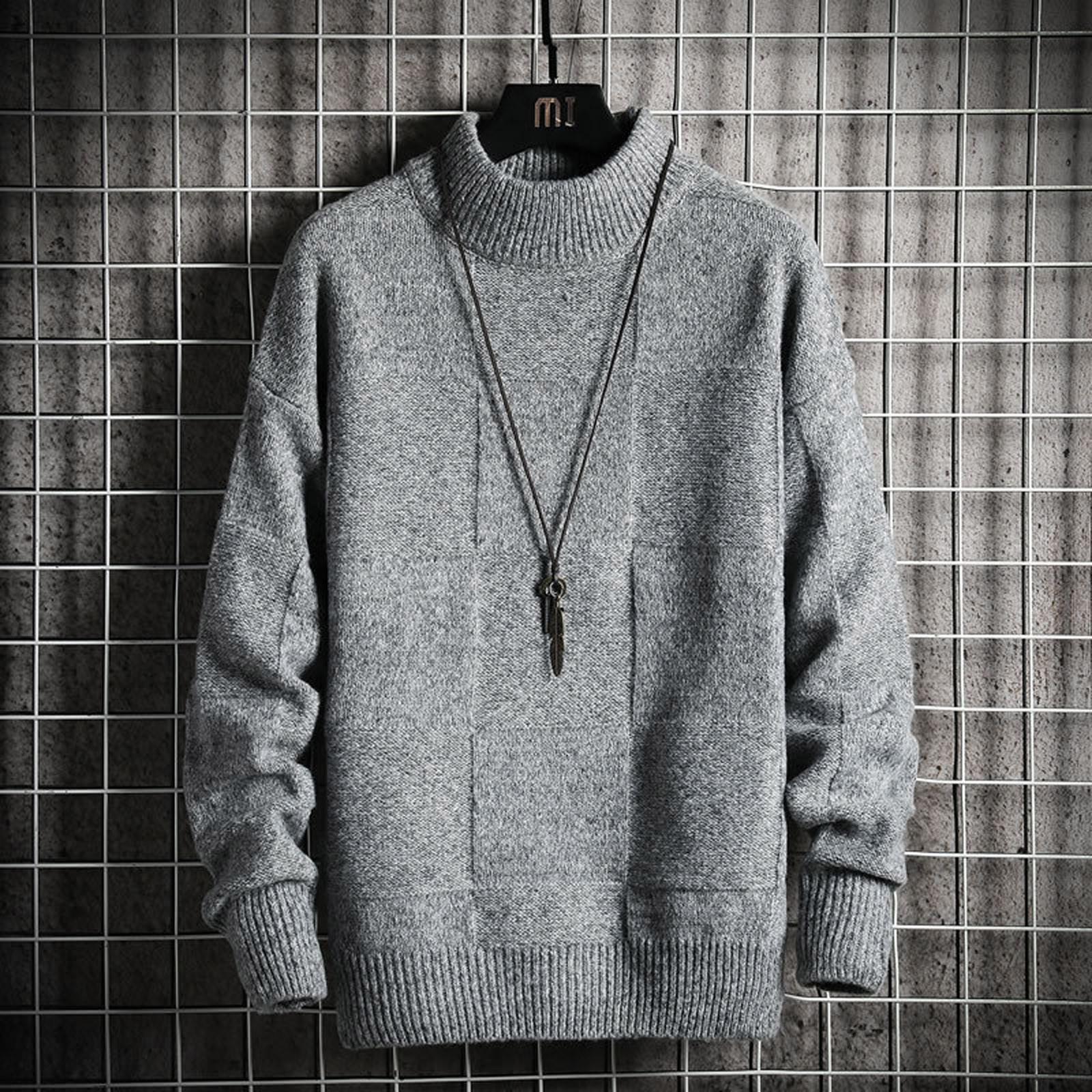 

Мужские Зимние Повседневные Цветные Водолазки с Длинным Рукавом Вязаные Свитера Топы XXL