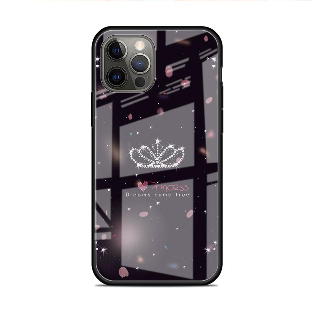 Glass Case For Apple iPhone 14 13 11 12 Pro 7 XR X XS Max 8 6 6s Plus SE 2022 13Pro Tempered Phone Tampa Cute Mom Queen Princess