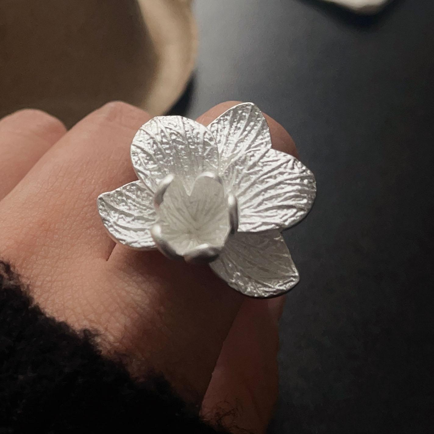 

925 Sterling Silver Rings For Women Geometric Fine Jewelry Finger Adjustable Simple Flower Ring For Party Birthday Gift resizable