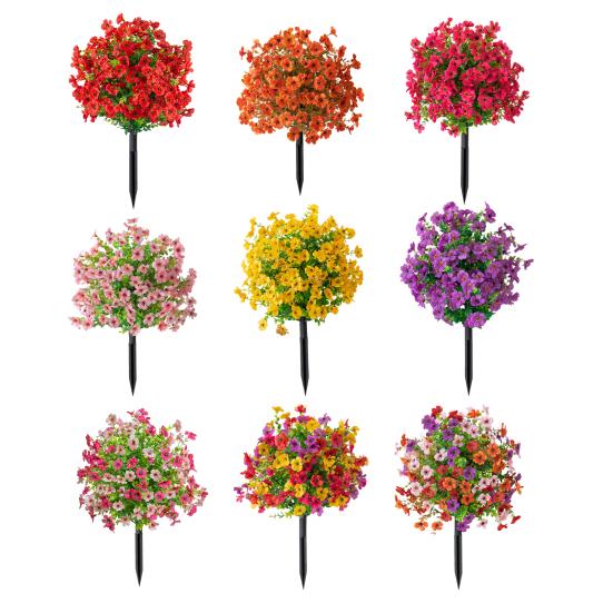 2 Pcs Artificial Violet Ball 23.6" Topiary Trees with Ground Spikes Realistic Fake Shrubs with Violet Blooms for Indoor Front Porch Outdoor Decor