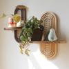 New Handmade Rattan Flower Shelf Boho Style Geometric Wall Mounted Shelves Decorative Floating Shelf Home Decor
