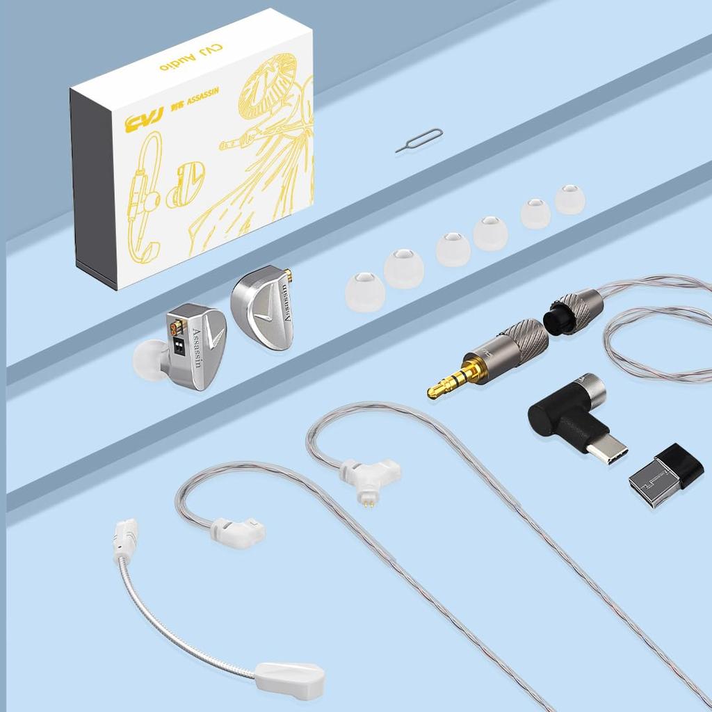 IEM stereo Equipped with 10mm dynamic driver balanced armature driver cable with For monitoring CVJ-Assassin earphones, earphones. 3.5mm/Type-C/USB