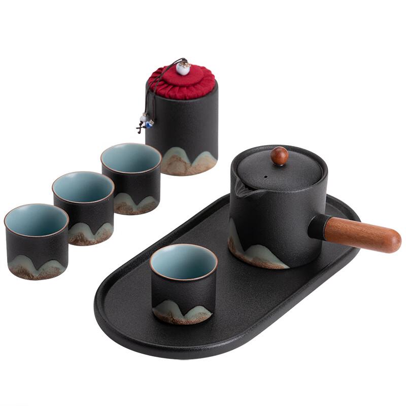 Su's Ceramic Hand-painted 'Rivers & Mountains' Kung Fu Tea Set