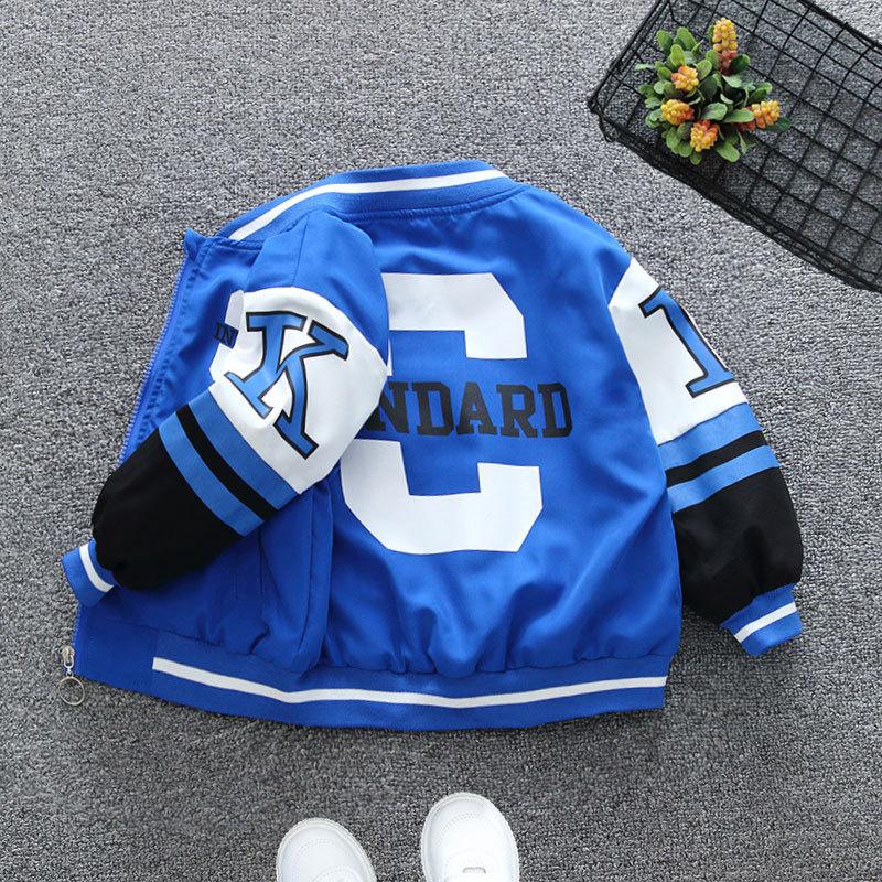 

Весенне-осенняя детская куртка, красивое детское пальто, трендовая верхняя одежда с буквенными принтами, детская повседневная одежда 90 синий