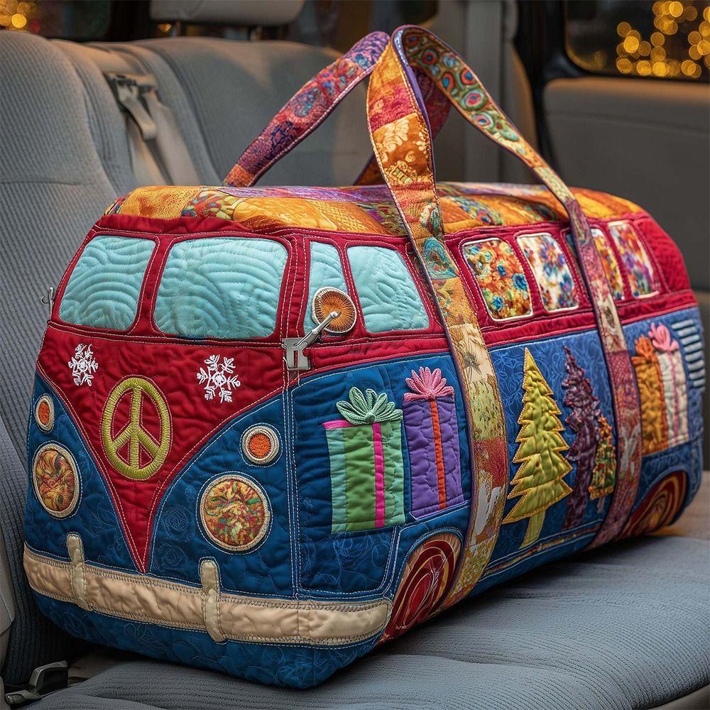 Quilted Cotton Quilted Travel Bag Hippie Vibe 3D Design Duffle Bag Boho Style Frog Pattern Weekender Bag Yoga Practice