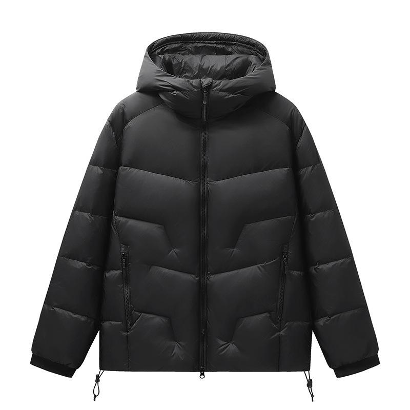 

Men s High-Quality Hooded Down Jacket - Thick, Warm, Double Zipper, Outdoor Sports Style XL чорний