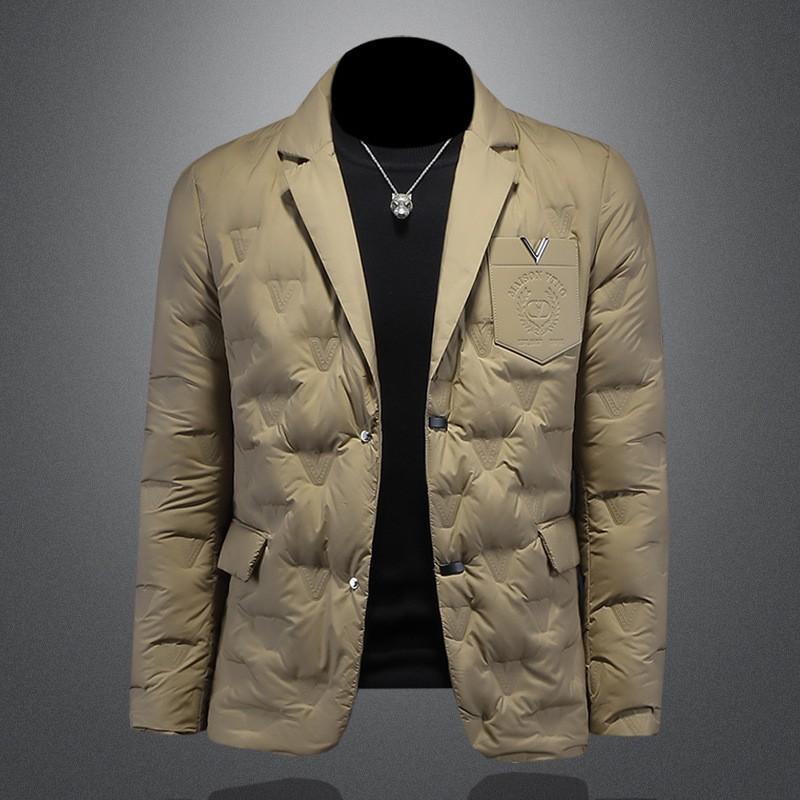 Mens Winter Warm Down Jacket Slim Fit Blazer Collar Casual Coat Y9591