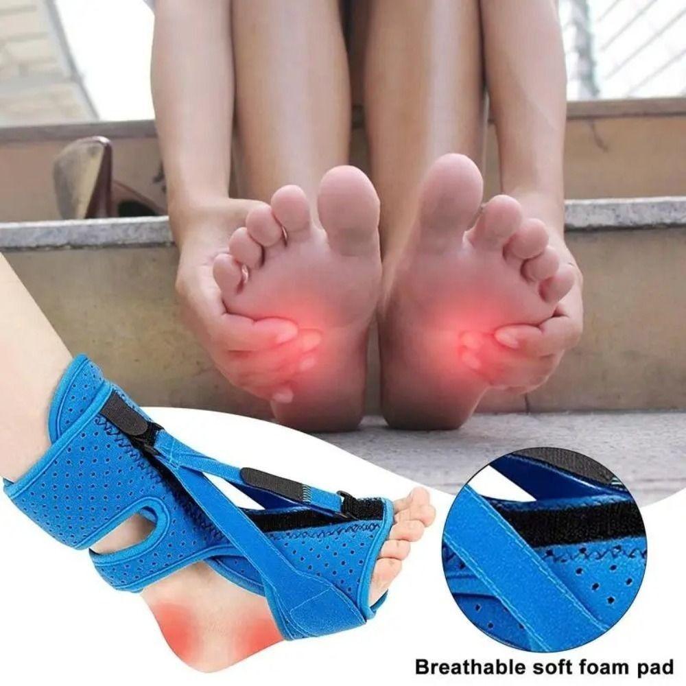 

3-straps Plantar Fasciitis Splint Brace Fixed Foot Drop Orthosis Unisex синій