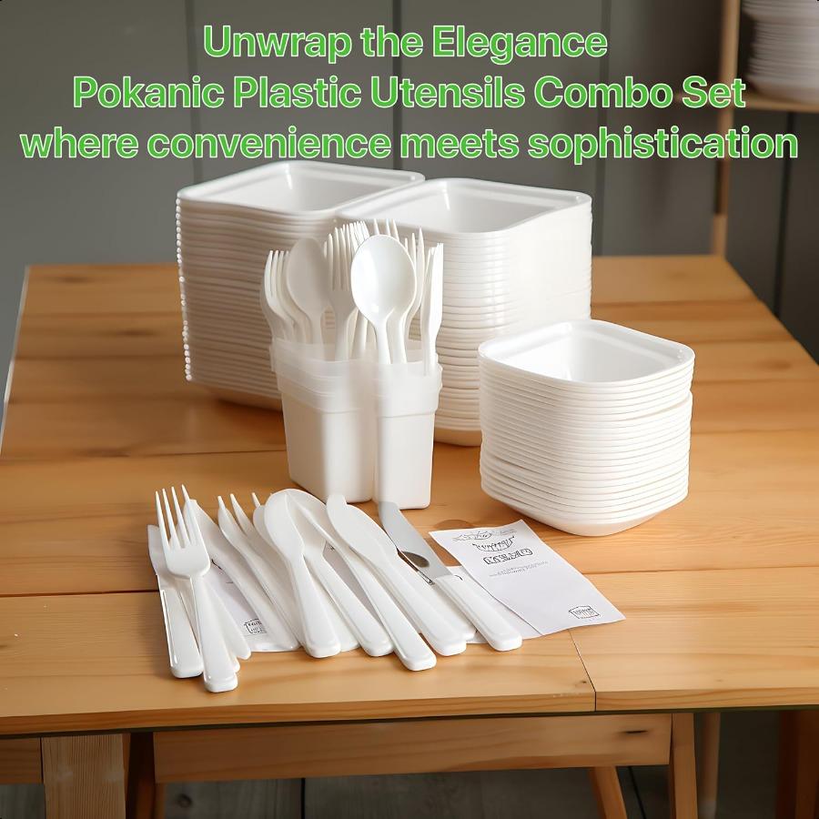 Plastic Utensils Silverware Wrapped Combo Set Bulk Variety Pack Disposable Cutlery Party Supply Heavy Duty Forks Spoons Knives