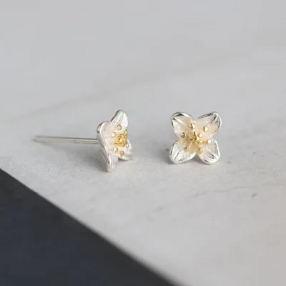 Silver Plated Korean Style Stud Earrings for Women Creative Ear Hole Design Allergy Free Fine Jewelry Accessories
